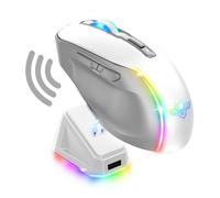 Spirit Of Gamer - ELITE M50 ARTIC, Mouse Gaming Senza fili 8000 DPI, 6 Pulsanti Programmabili, Connessione Bluetooth e Wireless 2,4 GHz, Durata Della Batteria 90 ore, Stazione di Ricarica RGB, Bianco
