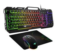 SPIRIT OF GAMER - Pacchetto Gaming 3 in 1 Pro-MK5 - Tastiera Gamer RGB Anti-Ghosting - Mouse Gamer 7 Pulsanti RGB 3200 DPI - Tappetino antiscivolo - Compatibile con PC/Playstation/Xbox