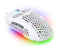 Spirit Of Gamer - PRO M4 Bianco, Mouse da Gaming Cablato RGB 12800 DPI, 6 Pulsanti Programmabili, 13 Modalità di Retroilluminazione luminosa, Design a nido d'Ape Ultraleggero, Compatibile con PC