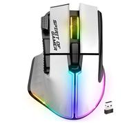 Spirit Of Gamer - PRO M5, Mouse Gaming Senza Fili per PC RGB, 8 Pulsanti Programmabili di cui 1 Rapid'Fire, Connessione Bluetooth e 2,4 GHz, Batteria a Lunga durata 90 ore, Ergonomico, Bianco