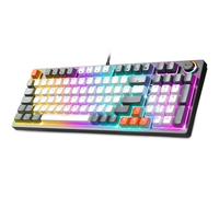 Spirit Of Gamer - XPERT K350, Tastiera Gamer Meccanica AZERTY, 97 Tasti a Switch Marrone 100% Antighosting e Sostituibili, 11 Modalità di Retroilluminazione RGB, Formato Compatto, 2 Switch Inclusi,