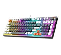 Spirit Of Gamer - XPERT K350, Tastiera Gamer Meccanica AZERTY, 97 Tasti a Switch Marrone 100% Antighosting e Sostituibili, 11 Modalità di Retroilluminazione RGB, Formato Compatto, 2 Switch Inclusi,