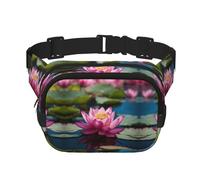 Spirit of the Lotus - Marsupio da donna con stampa di loto, alla moda, per viaggi e corsa, nero, Taglia unica