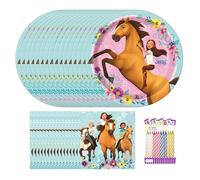 Spirit Riding - Confezione di accessori per feste per 16 ospiti, include piatti da 22,9 cm e tovaglioli da pranzo, più 24 candele di compleanno in 4 colori, decorazioni per feste a tema spirituale