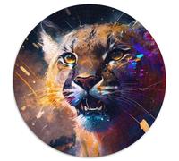 Spirited Cougar 1000-teiliges Puzzle, rund, aus Pappe, interaktives Familienspiel, Denksportaufgabe, Geschenk, 1000 Teile (67,5x67,5cm)