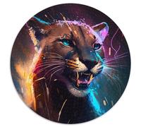 Spirited Cougar 1000-teiliges Puzzle, runde Puzzles, geeignet für Geburtstage, Halloween, Thanksgiving, Ostern, 1000 Teile (67,5x67,5cm)