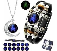 Spiritio - Braccialetto in pelle con segni zodiacali, spirito, a spirale, manifestazione zodiacale, multistrato regolabile, per donne e uomini, Misura unica, Pelle, Nessuna pietra preziosa