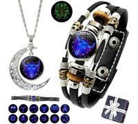 Spiritio - Braccialetto in pelle con segni zodiacali, spirito, a spirale, manifestazione zodiacale, multistrato regolabile, per donne e uomini, Misura unica, Pelle, Nessuna pietra preziosa