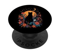 Spirito al chiaro di luna di gatto in mezzo ai fiori botanici PopSockets PopGrip Adesivo