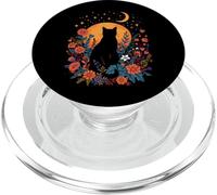 Spirito al chiaro di luna di gatto in mezzo ai fiori botanici PopSockets PopGrip per MagSafe