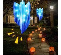 Spirito appeso luminoso - Figura sonora di Halloween | Decorazione appennata con luce e suono per interni, area esterna, finestra, porta, giardino, feste notturne, facciata della casa - figura infesta