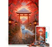 Spirito del Torii - Volpe bianca mistica in autunno, Giappone Puzzle da 1000 pezzi per adolescenti, gioco stimolante per la mente, momento di relax, opera d'arte ritagliata con precisione 50x75cm