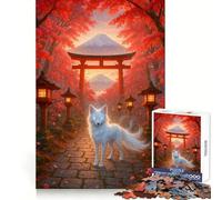 Spirito del Torii - Volpe bianca mistica in autunno, Giappone Puzzle da 1000 pezzi per adolescenti, gioco stimolante per la mente, momento di relax, opera d'arte ritagliata con precisione 50x75cm