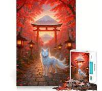 Spirito del Torii - Volpe bianca mistica in autunno, Giappone - Puzzle da 1000 pezzi per ragazzi, gioco di abilità mentale, divertimento casual, design, assemblaggio, regalo elegante 38x52cm