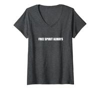 Spirito Libero Sempre Maglietta con Collo a V, Donna, Grigio Scuro, S