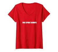 Spirito Libero Sempre Maglietta con Collo a V, Donna, Rosso, XL