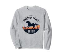 Spirito Occidentale: Emblema del Tramonto del Deserto del Cavallo Selvatico, Ragazza Mucca Felpa, Unisex per Adulti, Grigio Melange, XL
