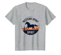 Spirito Occidentale: Emblema del Tramonto del Deserto del Cavallo Selvatico, Ragazza Mucca Maglietta, Bambini, Grigio Melange, 3 Anni