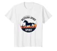 Spirito Occidentale: Emblema del Tramonto del Deserto del Cavallo Selvatico, Ragazza Mucca Maglietta, Bambini, Bianco, 2 Anni