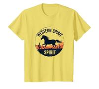 Spirito Occidentale: Emblema del Tramonto del Deserto del Cavallo Selvatico, Ragazza Mucca Maglietta, Bambini, Limone, 4 Anni