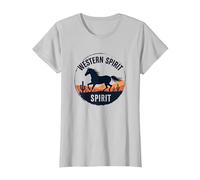 Spirito Occidentale: Emblema del Tramonto del Deserto del Cavallo Selvatico, Ragazza Mucca Maglietta, Donna, Argento, L