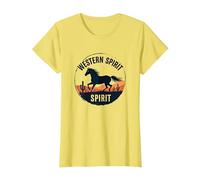 Spirito Occidentale: Emblema del Tramonto del Deserto del Cavallo Selvatico, Ragazza Mucca Maglietta, Donna, Limone, L