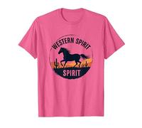 Spirito Occidentale: Emblema del Tramonto del Deserto del Cavallo Selvatico, Ragazza Mucca Maglietta, Uomo, Rosa mélange, L