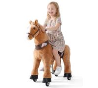 SpiritPony Cavallo da equitazione su ruote con sella mobile, marrone | Trasmissione a sella: movimento olistico come su un vero cavallo; sterzato; cavallo da equitazione. Senza batteria; per 4-9