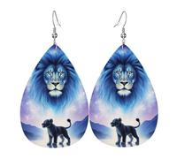 Spiritual Cosmic Lion And Cub Pattern Orecchini In Pelle Moda Orecchini Leggera Accessori Per Donna Decorazioni