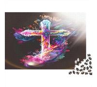 Spiritual Cross Art-vibrant Abstract Style Jigsaw Puzzle Impossible 1000Pcs Colorful Glowing Cross Decorazione Per La Casa. Rilassamento E Intelligence Per Adulti E Ragazzi Da 14 Anni 52x38cm/1000pcs