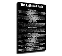Spiritual Decor Poster The Eightfold Path Buddha Teaching Inspirational Quote for Room Study Room Wall-Art(Framed,12x18inch(30x45cm))