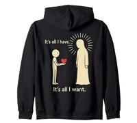 Spiritual Love - Bastone Minimalista a Forma di Cuore Felpa con Cappuccio