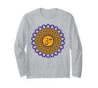 Spirituale Mandala Yoga Simbolo Om Pavone Colori Caleidoscopio Maglia a Manica