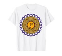 Spirituale Mandala Yoga Simbolo Om Pavone Colori Caleidoscopio Maglietta