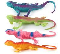 Spiritzohic 4 pezzi Giocattoli Lucertole Realistiche, Modello di Rettile Educativo con Effetti Sonori, Figura 3D di Animali Carini - Set Decorativo per Feste