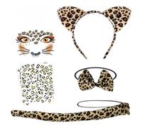 Spiritzohic Costume Leopardata Bambina Leopardo Set Travestimento Costume Da Animale Con Coda a Orecchio Leopardo,Accessori Costume Cosplay di Halloween Carnevale per Ragazze