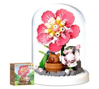 Spiritzohic Set di Blocchi da Costruzione Capybara Peonia,206 Pezzi Micro-Particelle Capybara e Pivoine, Completo di Coperchio Antipolvere e Base,Regalo Creativo per Bambini e Adulti