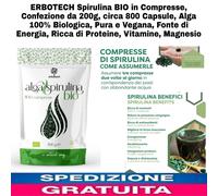 Spirulina BIO in Compresse,Confezione Da 200G-800 Capsule-Alga 100% Biologica