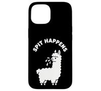 Spit Happens - Gioco di parole con lama e scritta in inglese "Spit Happens", motivo: agricolt Custodia per iPhone 15