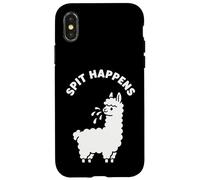 Spit Happens - Gioco di parole con lama e scritta in inglese "Spit Happens", motivo: agricolt Custodia per iPhone X/XS