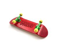 SPITBOARDS 32 mm fingerboard Complete Real Wood Set-Up (pre-assemblato, 5 strati), camion con scanalature, ruote portanti, nastro in schiuma, (ponte: rosso, camion, verdi, ruote: giallo)