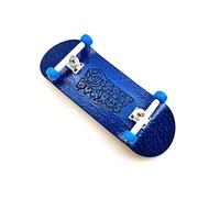 SPITBOARDS 34 mm Fingerboard Complete Wood Pro Set-Up (pre-assemblato, 5 strati), Pro Trucks, CNC Bearing Wheels, Foam Grip Tape, (Deck: Blue, Trucks: White, Wheels: Light-Blue)