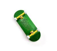 SPITBOARDS 34 mm Fingerboard Complete Wood Pro Set-Up (pre-assemblato, 5 strati), Pro Trucks, CNC Bearing Wheels, Foam Grip Tape, (Deck: Green, Trucks: Yellow, Wheels: White)