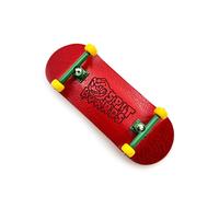 SPITBOARDS 34 mm Fingerboard Complete Wood Pro Set-Up (pre-assemblato, 5 strati), Pro Trucks, CNC Bearing Wheels, Foam Grip Tape, (Deck: Rosso, Trucks: Green, Wheels: Yellow)