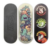 SPITBOARDS Tavola da dito da 34 mm, in vero legno (5 strati), Classic Popsicle Street Shape, dimensioni: 34 x 96 mm, tavola singola grafica (Real Wear) - Concave - Monster Party