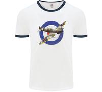 Spitfire Mod Raf Wwii Fighter Plane British Uomo Ringer T-Shirt