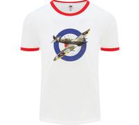 Spitfire Mod Raf Wwii Fighter Plane British Uomo Ringer T-Shirt