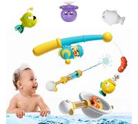 SPITZER TOYS® Giocattolo per la vasca da bagno, set da pesca con rete da pesca, gioco di pesca per la vasca da bagno con pesci, magnete pesce d'acqua giocattolo da bagno per bambini