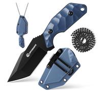 SPITZKANTE Coltello per collo X-TAN-K, lama tanto di 7,8 cm in acciaio 5Cr14MoV, coltello EDC Outdoor fisso, con forzo ABS, catena a sfere.