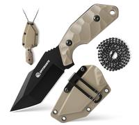 SPITZKANTE Coltello per collo X-TAN-K, lama tanto di 7,8 cm in acciaio 5Cr14MoV, coltello EDC Outdoor fisso, con forzo ABS, catena a sfere.